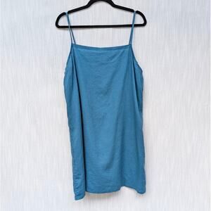 NWT Vitamin A Blue Linen Crepe Jade Mini Swim Cover Up Dress, size XL